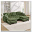 Canapé en chenille en U avec repose-pieds et 4 coussins, vert-134042946-134042949