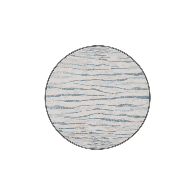 Tapis gris soyeux et moelleux, Rond 5 pi