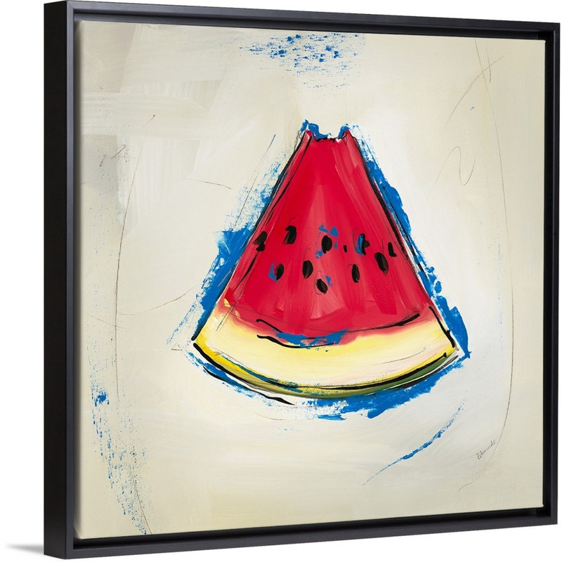 « picnic party v », peinture sur toile, H 17,7 po x l 17,7 po x p 1,75 po, Cadre flottant noir