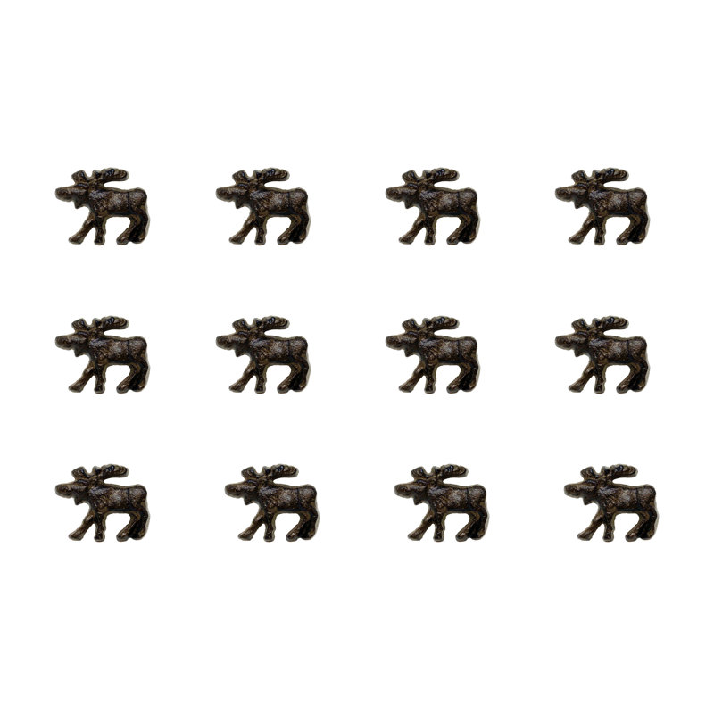 Cast Iron Rustic Moose Drawer and Cabinet Knobs Pulls Set of 12 Wildlife Forest Lodge and Cabin Decor