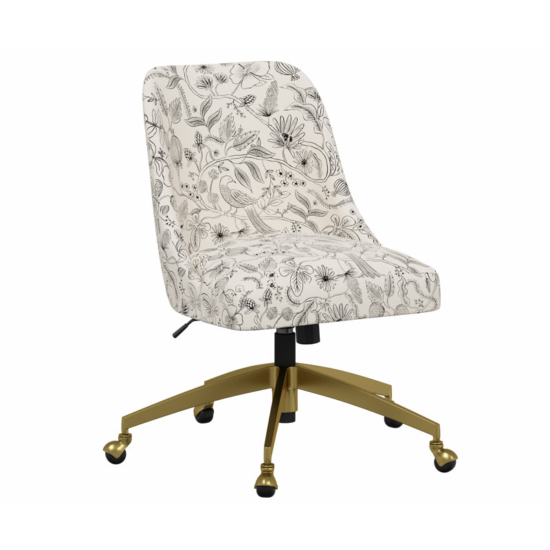 Chaise de bureau Brynn, Volière RPC noir et lin crème, Doré