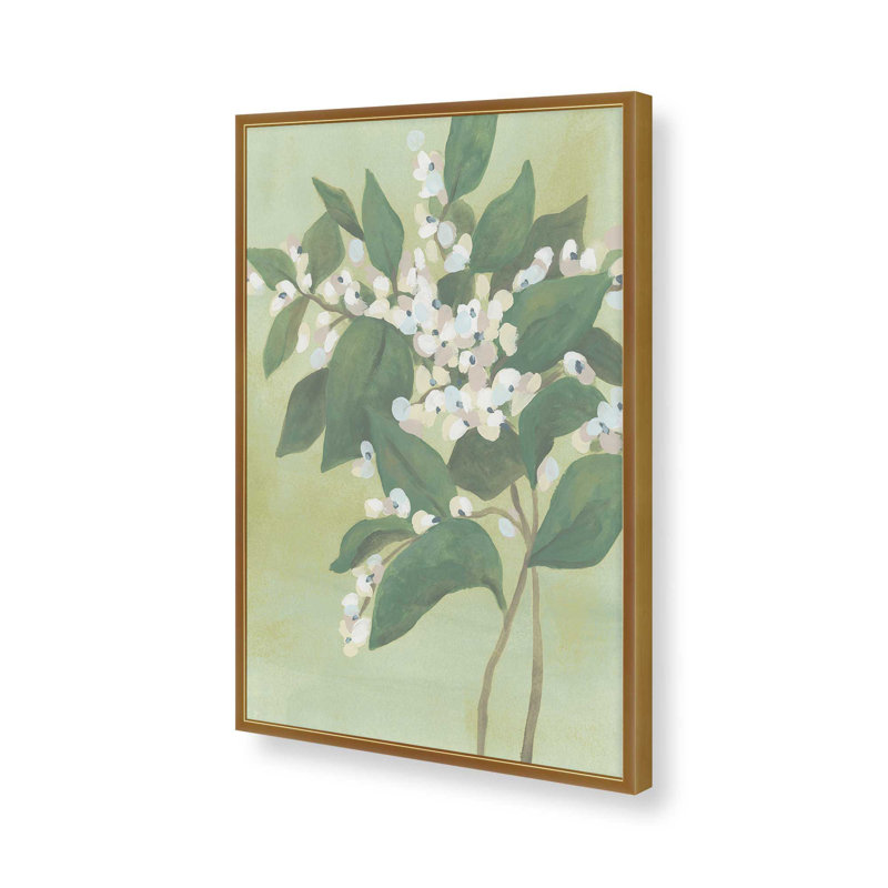 «Verdant Branch Blossoms II» par June Erica Vess, reproduction d'art, Impression sur cadre ouvert sans papier mat, Doré