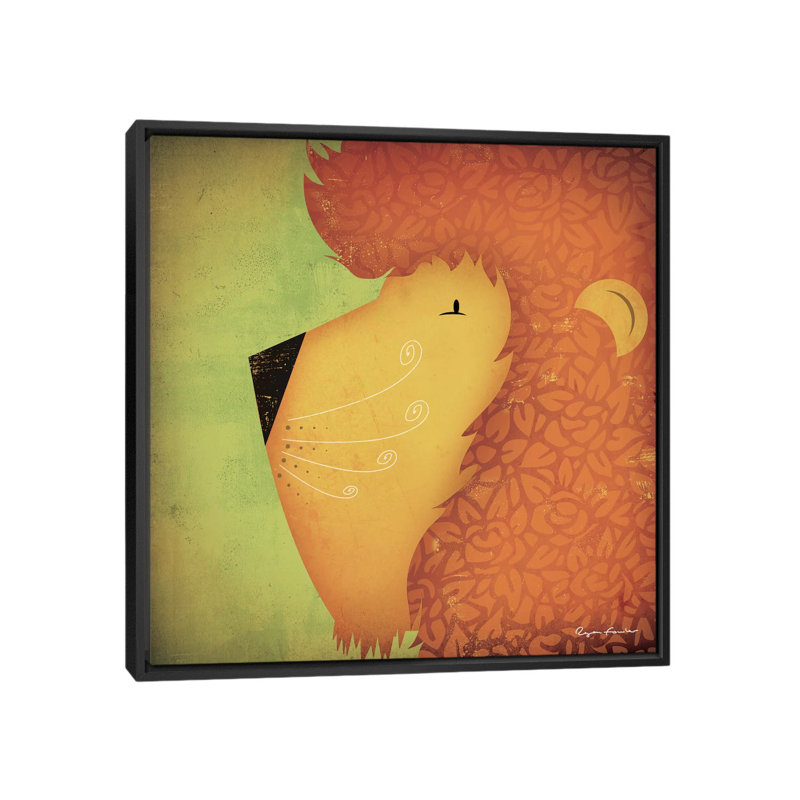 «Menoher Lion Wow», art encadré, H 18 po x l 18 po x P 1,5 po, Toile avec cadre noir