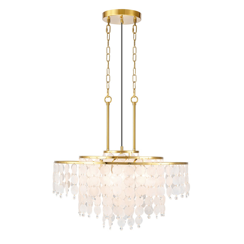 6-light Coastal Shell Tired Chandelier
