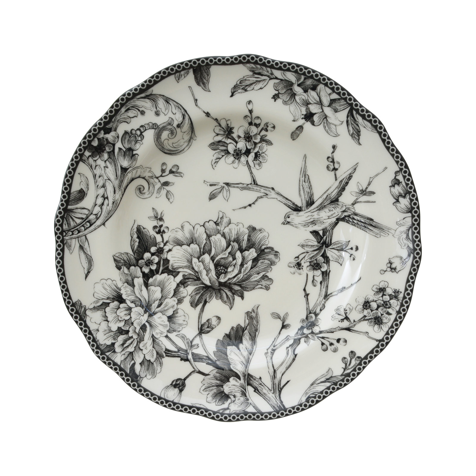 Adelaide 16 Piece Dinnerware Set, Service for 4, Black, Floral