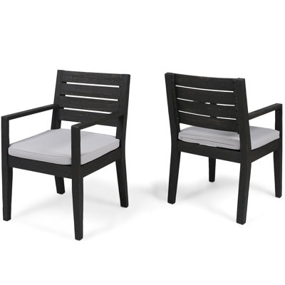 Dark Grey Dining Chair - Wood Frames With Tapered Legs And Water- Cushions, Chic Design  2 , Hand Crafted Substantial Seating