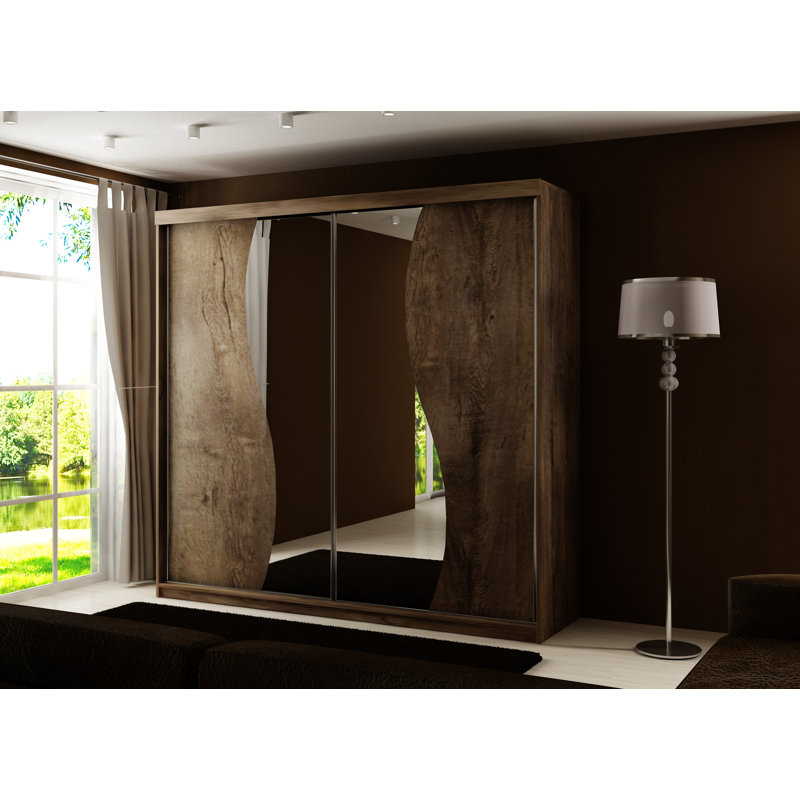 Macegan 2 Door Solid + Manufactured Wood Wardrobe, Walnut