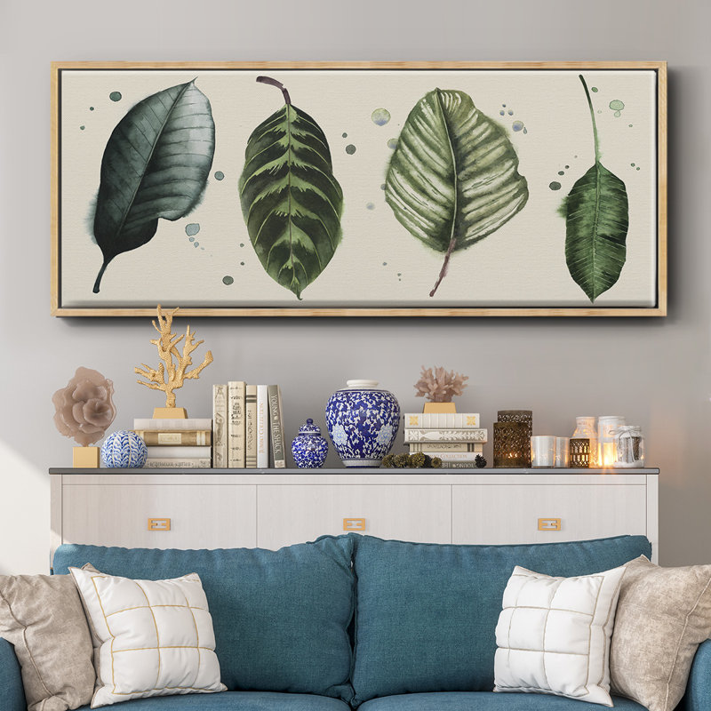 Palm Line- Framed Canvas, 20" H x 50" W