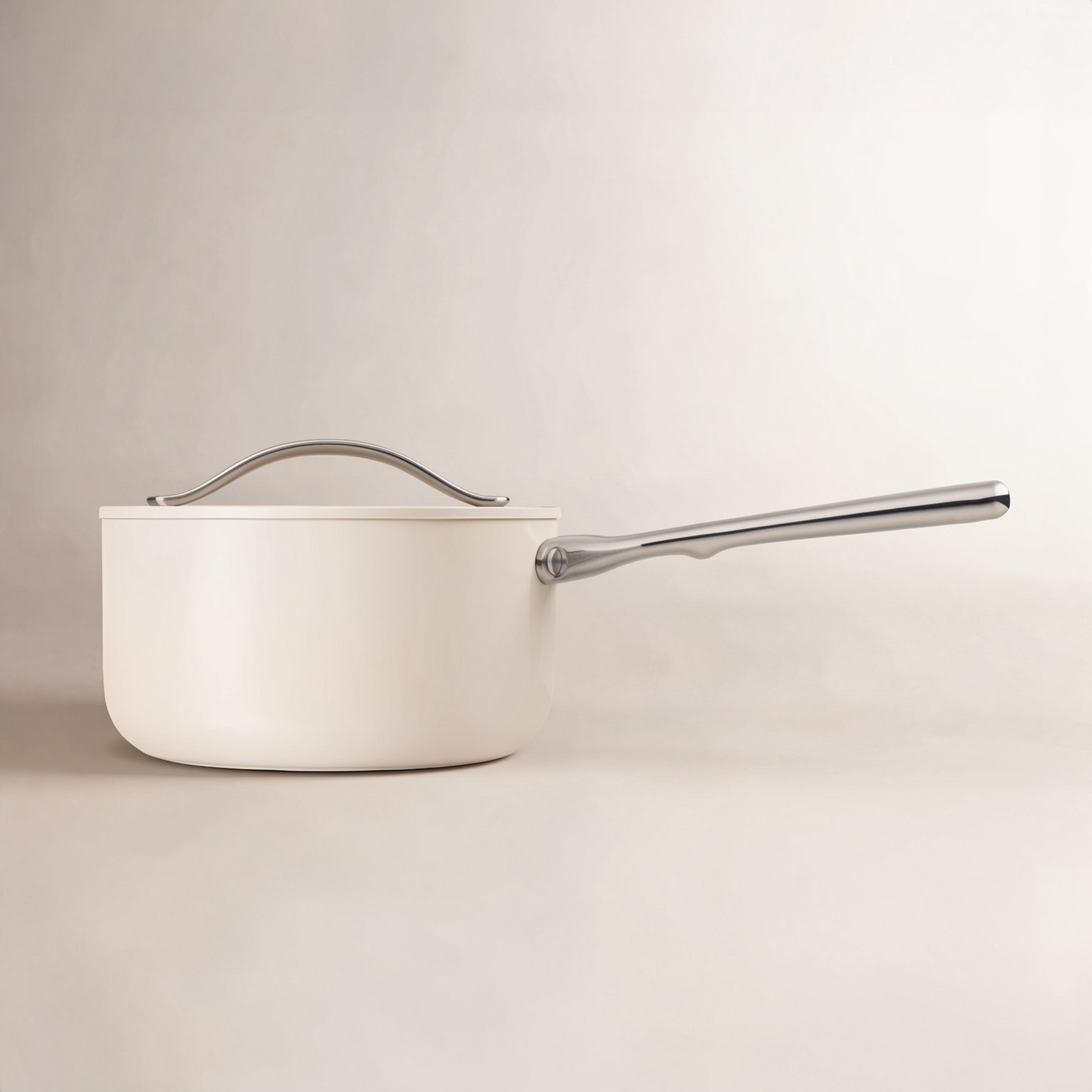 Caraway Non-Stick Ceramic Saucepan, 1. 75 quarts, Cream