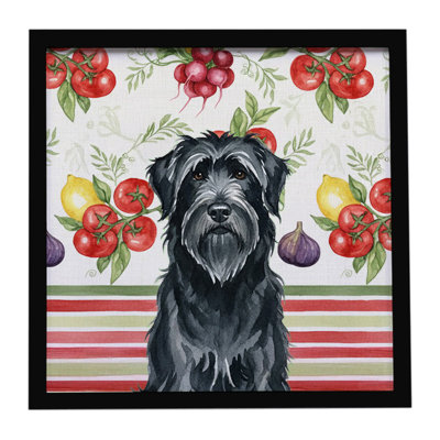 Black Briard Vegetables Framed Metal Print