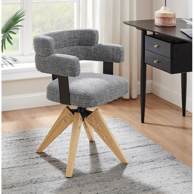 Breunna Linen Upholstered Home Office Task Chair, Gray