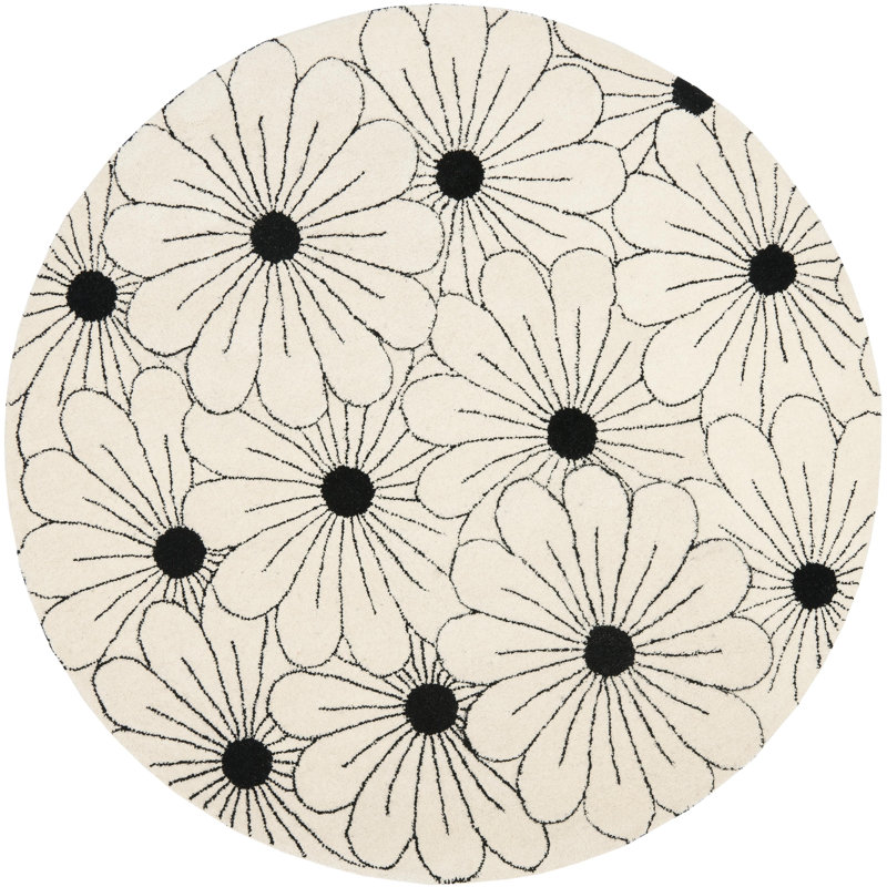Avayah Soho Hand Tufted Wool And Viscose Floral Rug, Round 6'