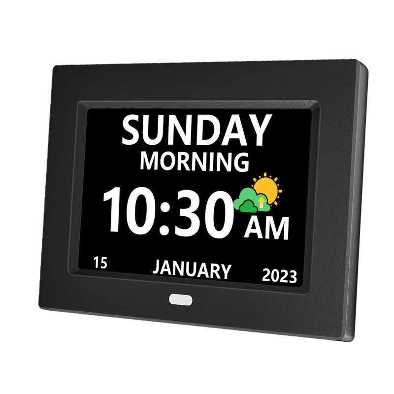 7 Inch Clock With Date And Day Of The Week For Seniors, Large Display Digital Clock, 3 Display Modes