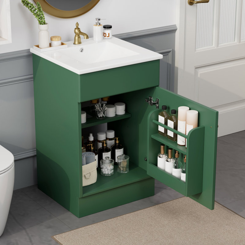 Meuble-lavabo de 20 po avec lavabo, meuble-lavabo avec tablette de porte et tablette réglable