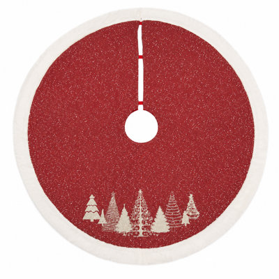 Snow Scene Printed Christmas Tree with Faux Fur Trim Christmas Treeskirt