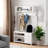 White Five In One Entrance Storage Hall Tree, Equipped With Bench Shoe Cabinets, Double-Layer Shelves, Hooks, And Three Drawer Storage Cabinets