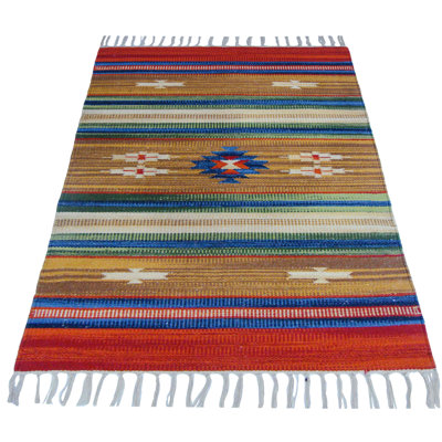 Country Southwestern Cotton Hand Woven Area Rug