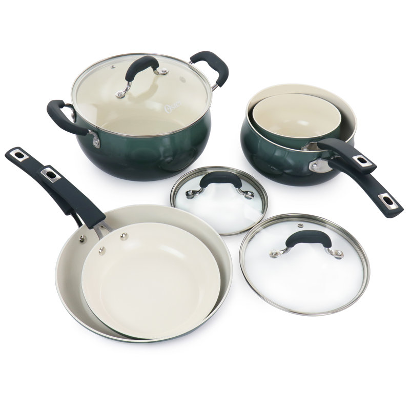 Oster 8 Piece Aluminum Non Stick Cookware Set, Blue