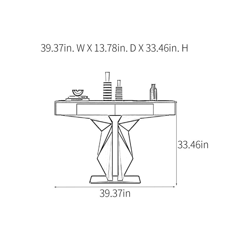 Console Modern Minimalist Luxury Art, Or rose, H 33,46 po x l 39,37 po x P 13,78 po