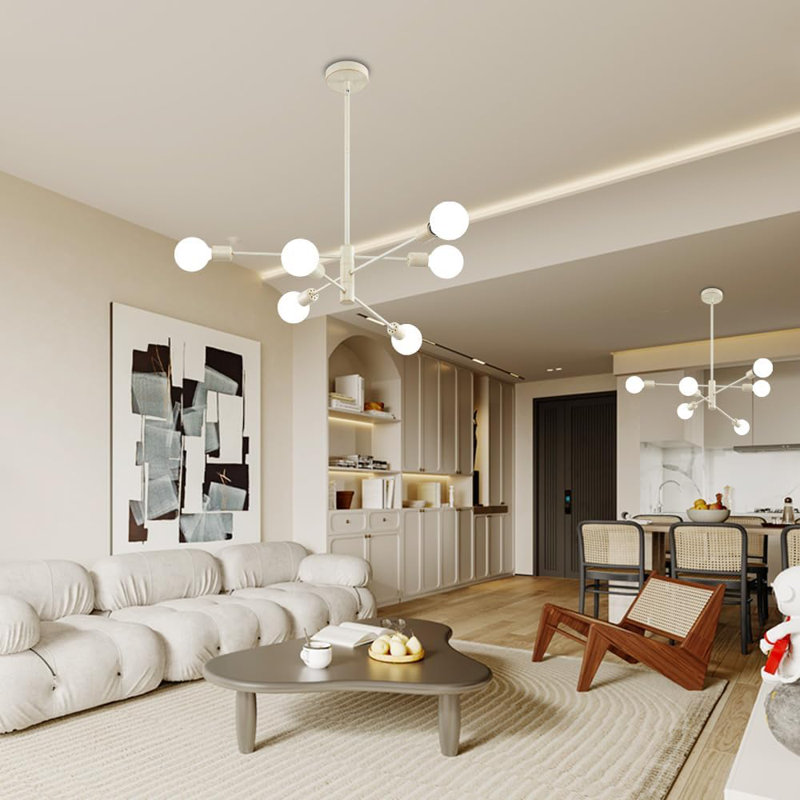 Lustre à 6 lumières Logahn, Blanc, H 5,12 po x l 16,14 po