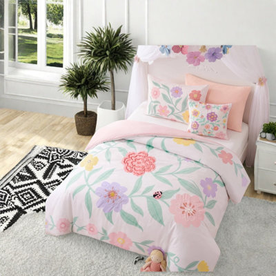Ensembles de literie à motif floral, édredon en microfibre simple TG pour chambre de fille