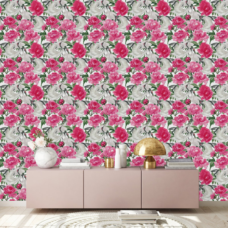 Peel & Stick Floral Tile, 2.08' W x 10.42' L