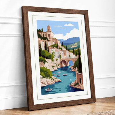 Mediterranean Village Light Coastal - Framed Print