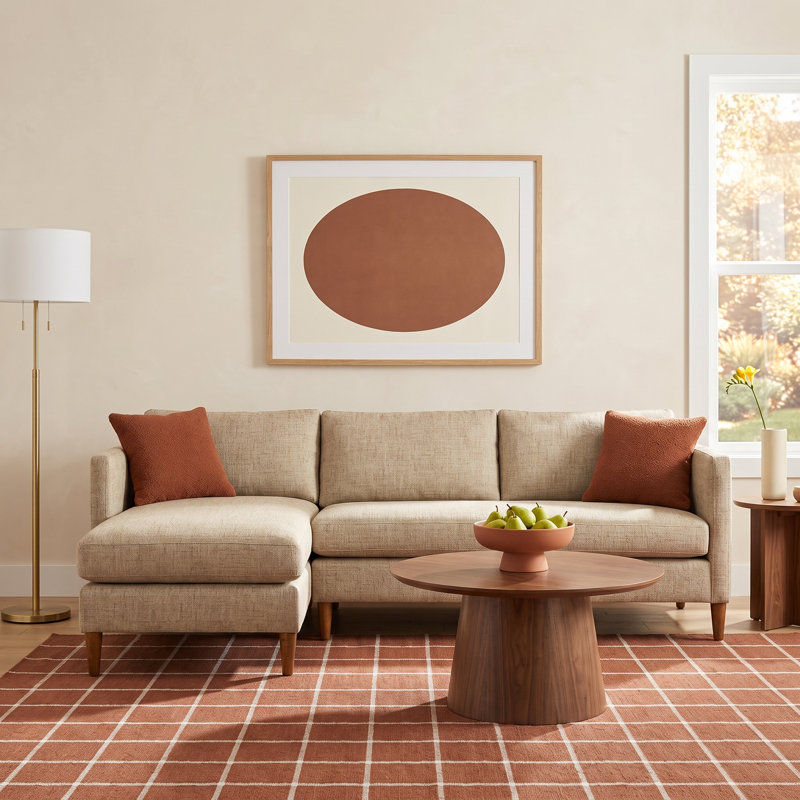 Clifford 4-Piece Upholstered Custom Sectional, Turbo Wheat Basketweave, Left Hand Facing