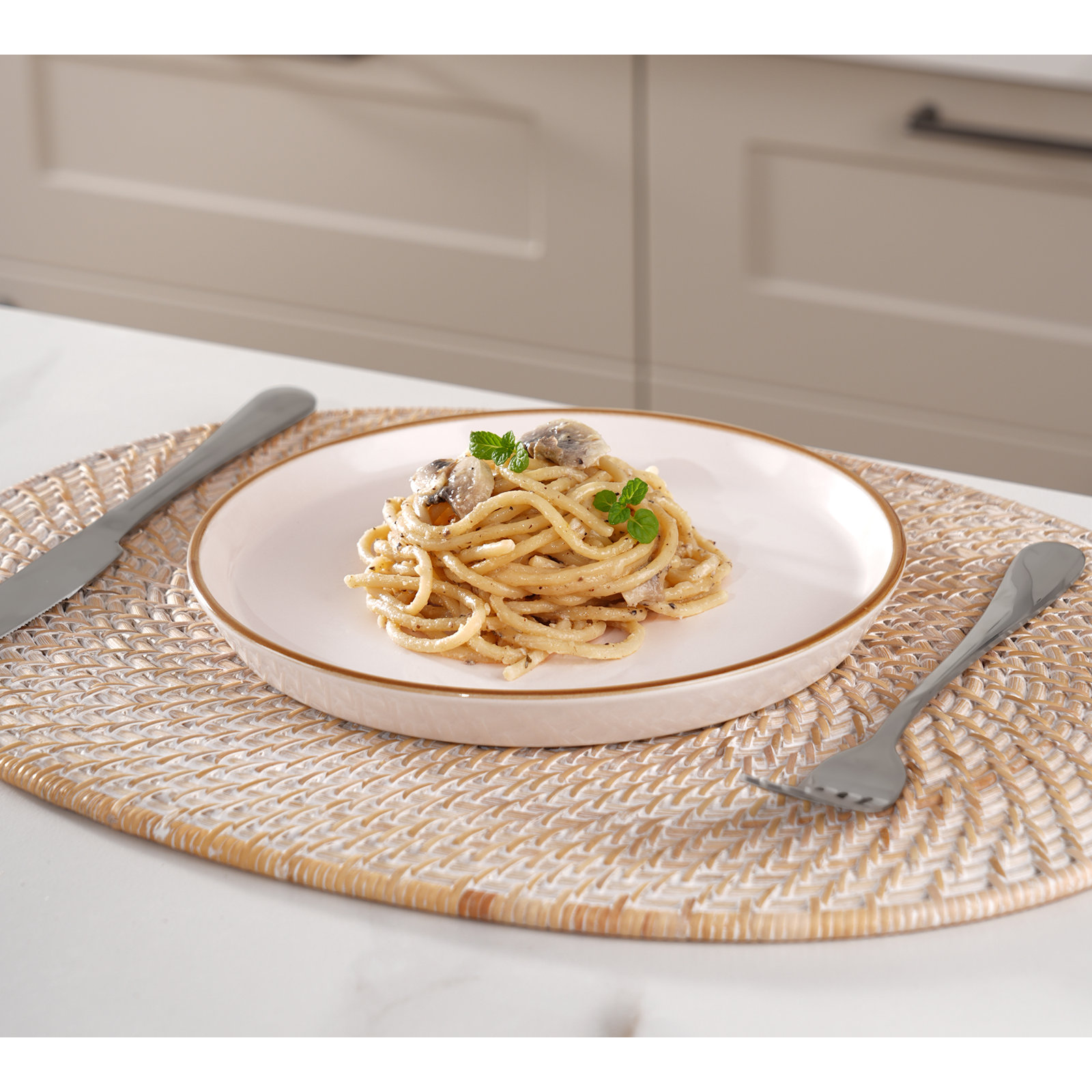 Stoneware Dinnerware Set, Light Pink