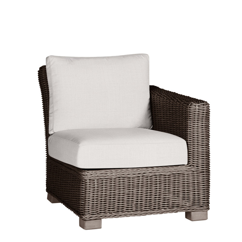 Rustic Patio Lounge Chair with Cushions, No Welt, Oyster, Avila Natural White