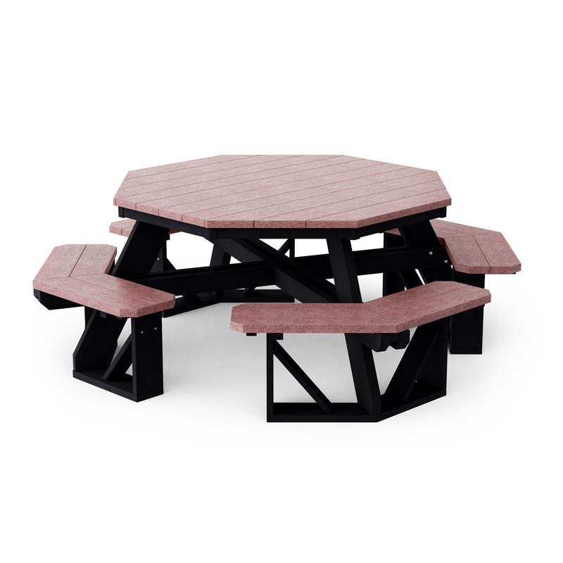 Table de pique-nique Heritage Octagon, Bois de cerisier / noir