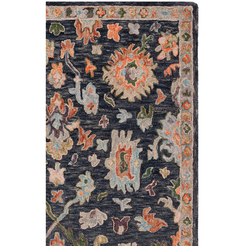 Tapis oriental gris / sauge en laine / coton touffeté à la main Karlise, Rectangle 4 pi x 6 pi