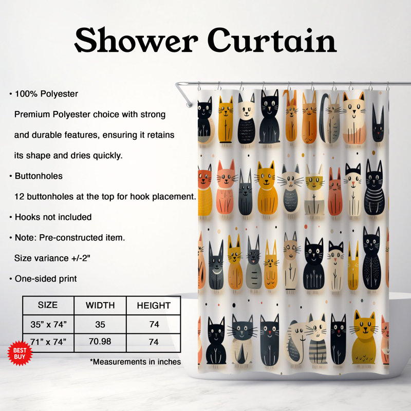 Mysterious Feline - Rideau de douche Premium, H 74 po x l 71 po