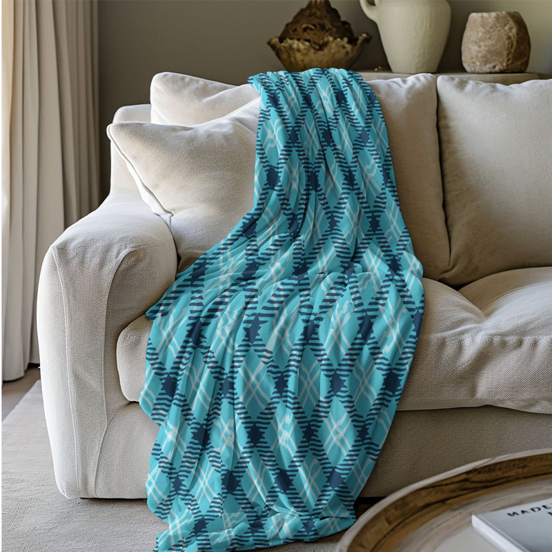 Aqua Grid - couverture sherpa de qualité supérieure 1 pièce, Grand lit