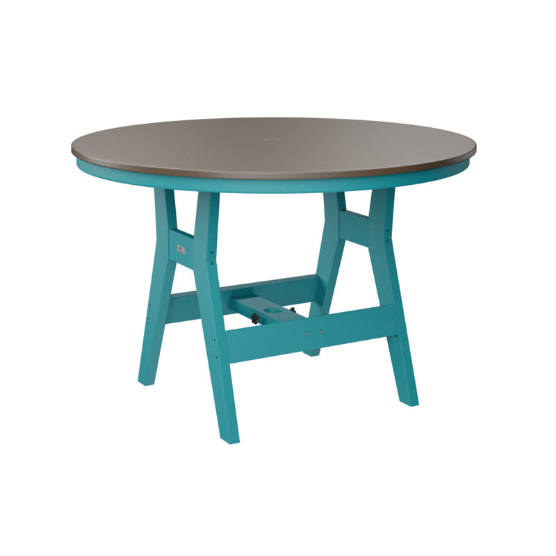 Berlin Gardens Harbor Round Dining Table, Aruba Blue, Hammered Top Bronze, 30.37" H x 48" W x 48" D