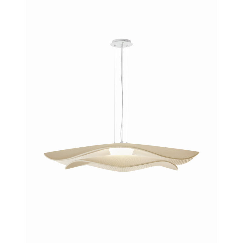 Mediterranean 1 - Light LED Unique/Statement Pendant, Cream Translucent Ribbon, 6.18" H x 41.34" W x 41.34" D