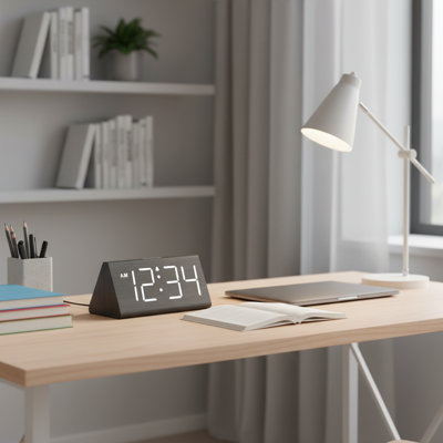 Réveil-matin en bois avec grands chiffres, alarme sonore pour les dormeurs profonds, volume et luminosité réglables, alimenté par USB et adaptateur pour l'heure d'été, horloge-cadeau décorative.
