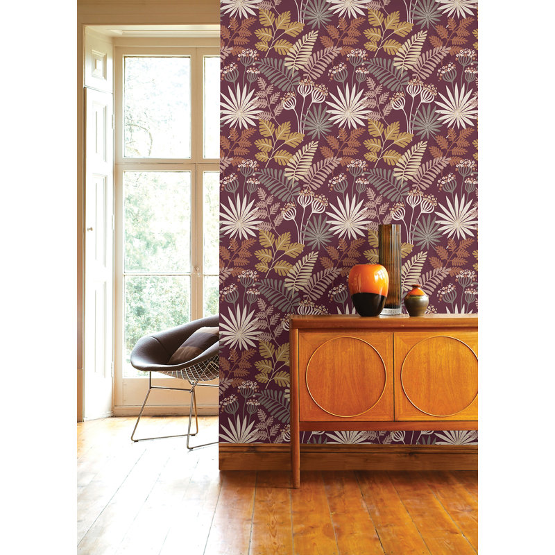Lunara Tropical Leaf Luxury Wallpaper, Red