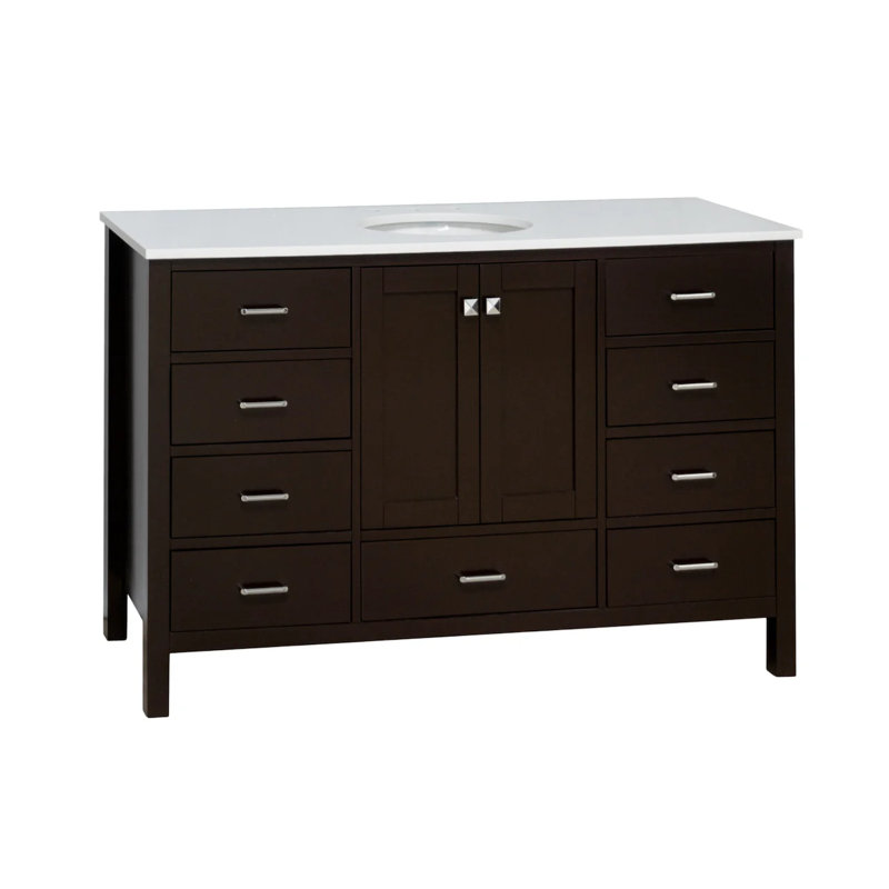 Claudett 60'' Single Bathroom Vanity with Top, Chocolate, Engineered White