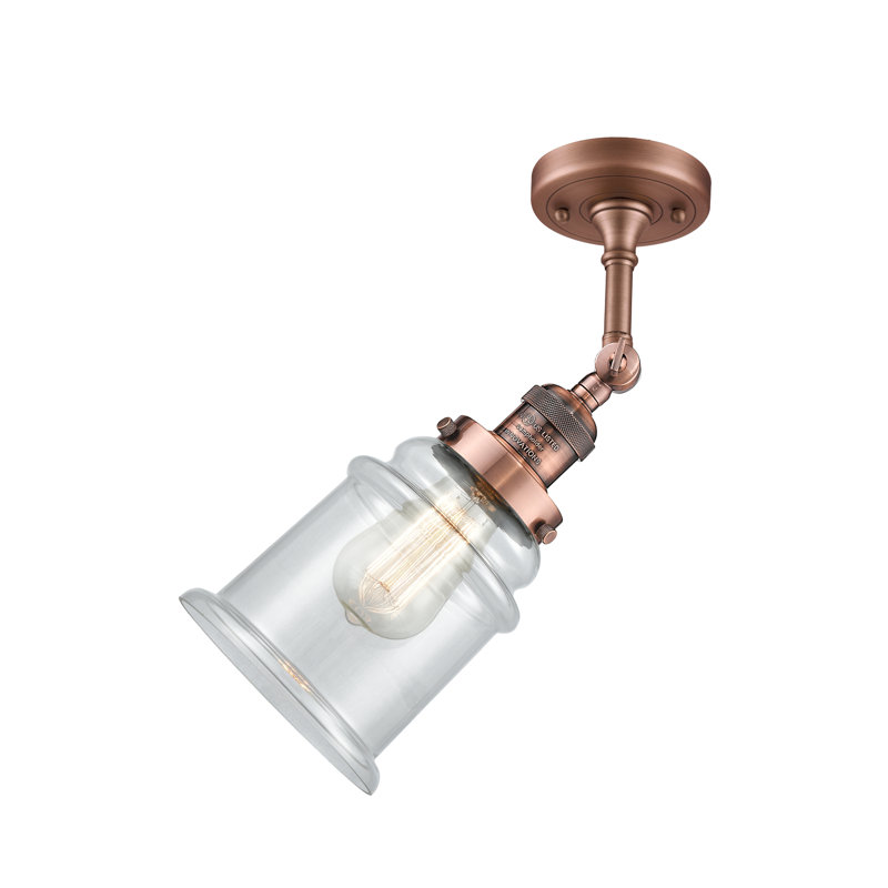 Galaviz Glass Semi Flush Mount, Antique Copper, Clear