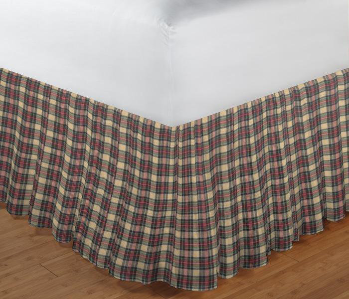 Cream Tartan Plaid Ruffled Bed Skirt, King