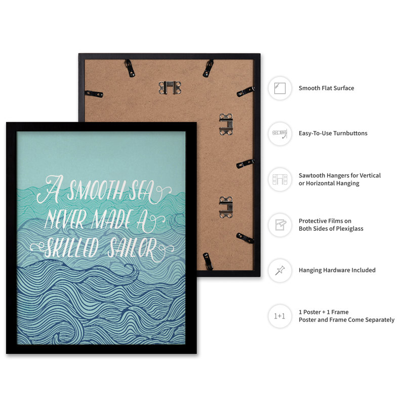Une mer lisse, Cadre noir, Affiche, H 24 po x l 32 po