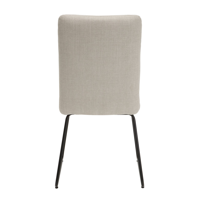 Chaises d'appoint de salle à manger modernes, tissu beige, pieds en métal noir, pieds rembourrés 2 pièces