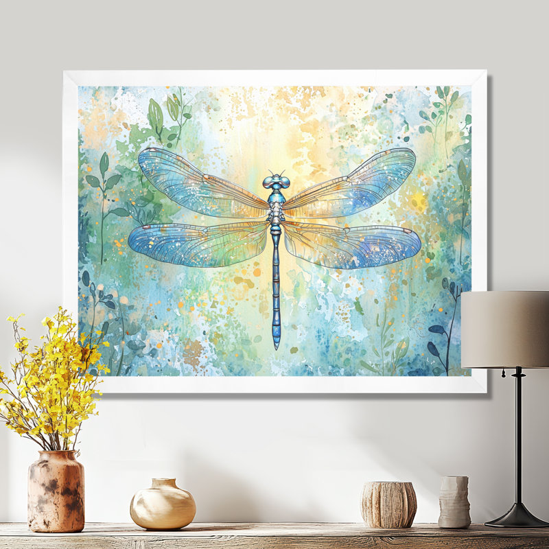 Été libellule ailes irisées - décoration murale libellule, H 24 po x l 32 po, Blanc