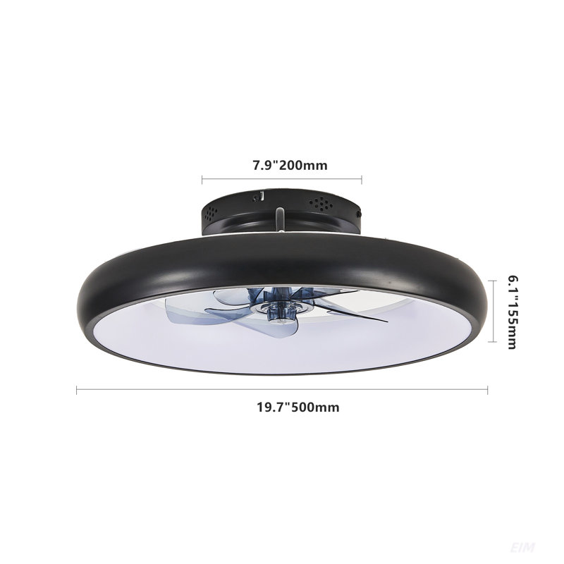 Ventilateur de plafond avec lumières DEL à intensité variable, ventilateur haute performance, Noir