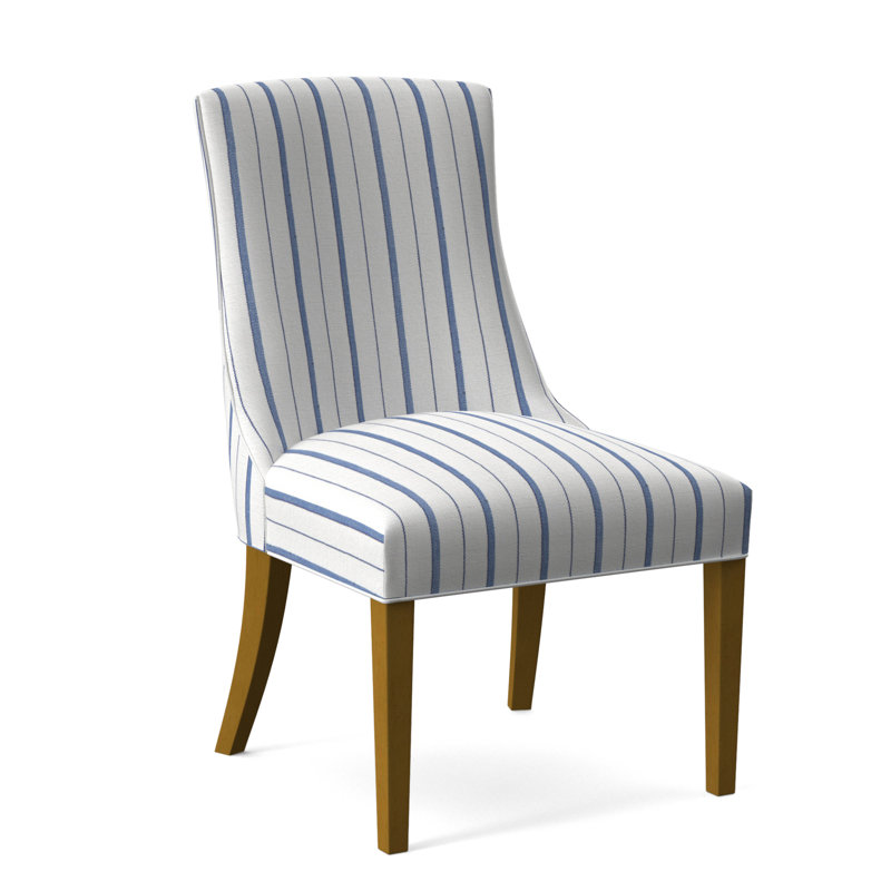 Chaise de salle à manger Tuxedo, Rayures bleu cobalt 0204-64, Finition verre de mer