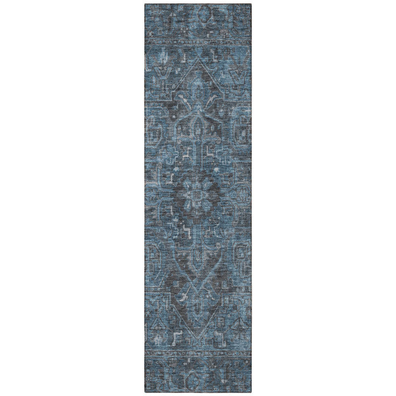Tapis de couloir intérieur et extérieur noir lavable 8 pi HomeRoots