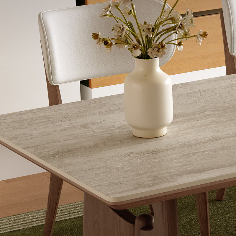 Table en pierre frittée de style Mid-Century, H 29,5 po x l 59,1 po x P 31,5 po, 7