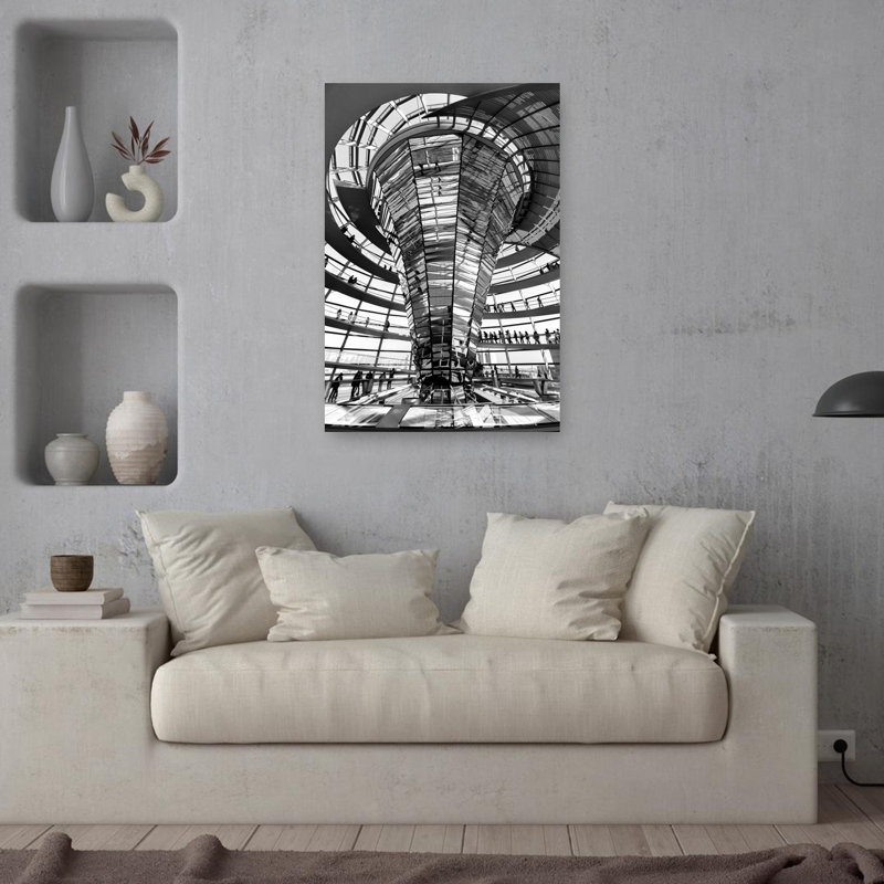 Spiral Dome Interior Abstract Contemporary Geometric Architecture Urban Wall Art Print by Roswitha Schleicher-Schwarz - Print
