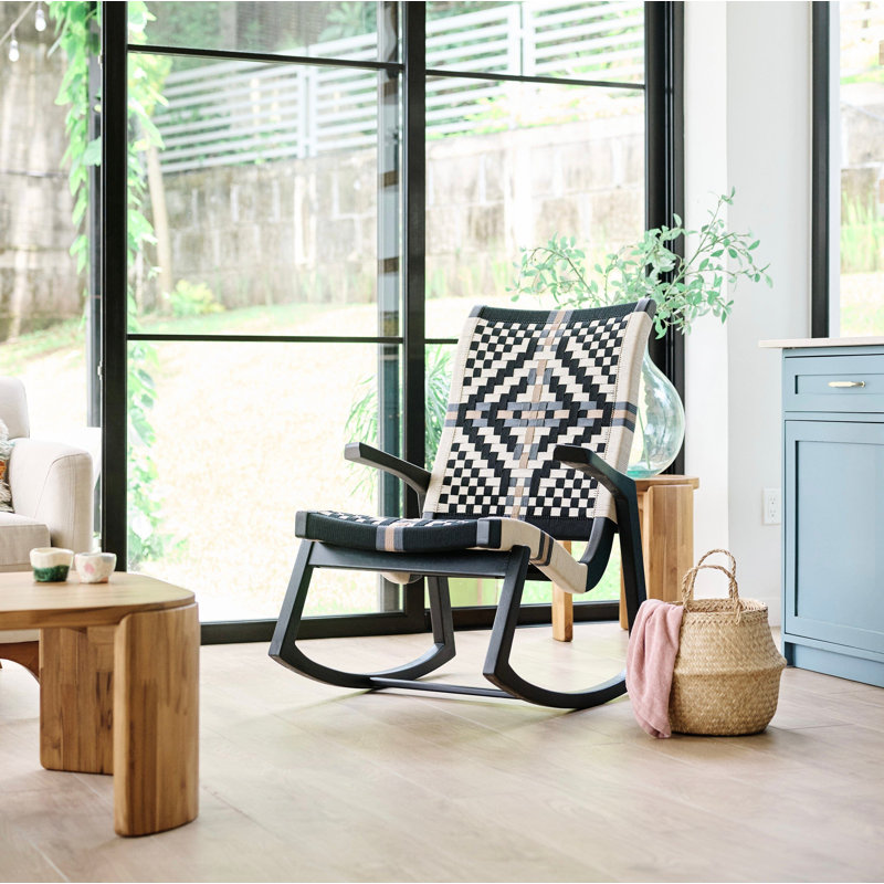 Amador Rocking Chair In San Geronimo Pattern, Colonial Pattern, Black